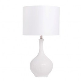 Lampa ceramiczna biała TAINAN w stylu hampton abażur cylinder 40cm
